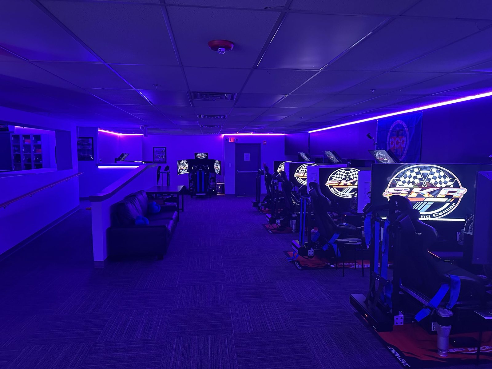 View of the sim bay from the lounge area